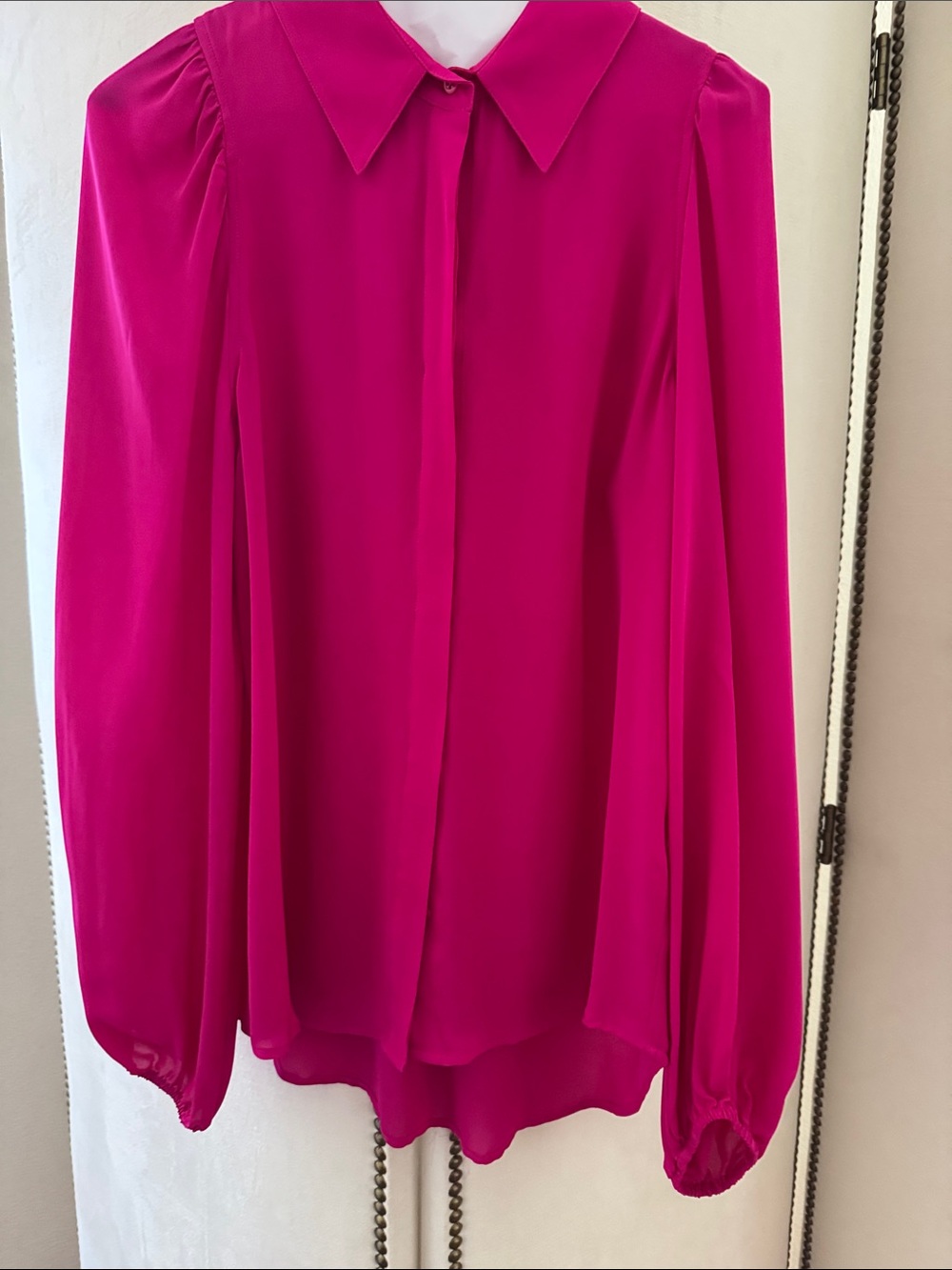 A.L.C. Fuchsia Button-Down Long-Sleeve Blouse